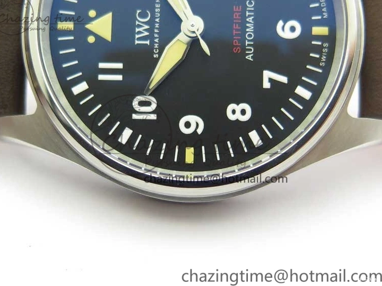 MIROTIME 0224 Original Pilot IW326803 SS MK 1:1 Best Edition Black Dial on Brown Leather Strap MIYOTA 7146